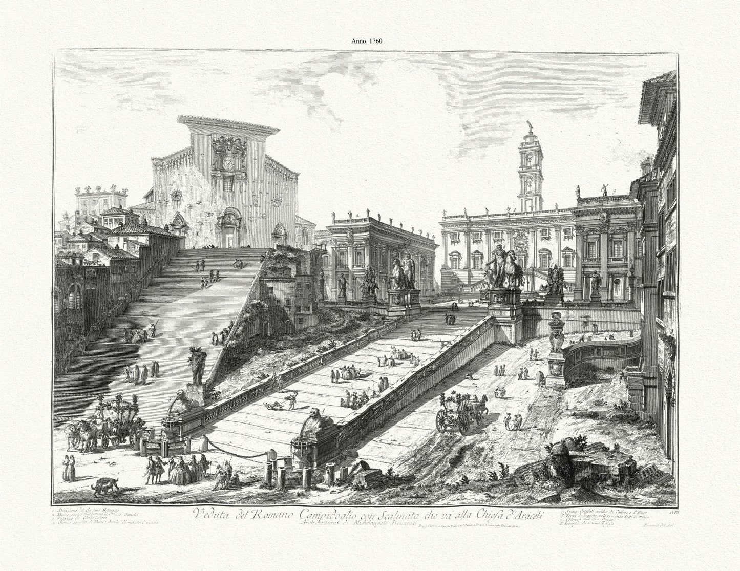 Roman Empire: Giovanni Battista Piranesi, View of the Capitoline Hill with the Steps leading to Santa Maria in Aracoeli, 1760 - The Map Chest