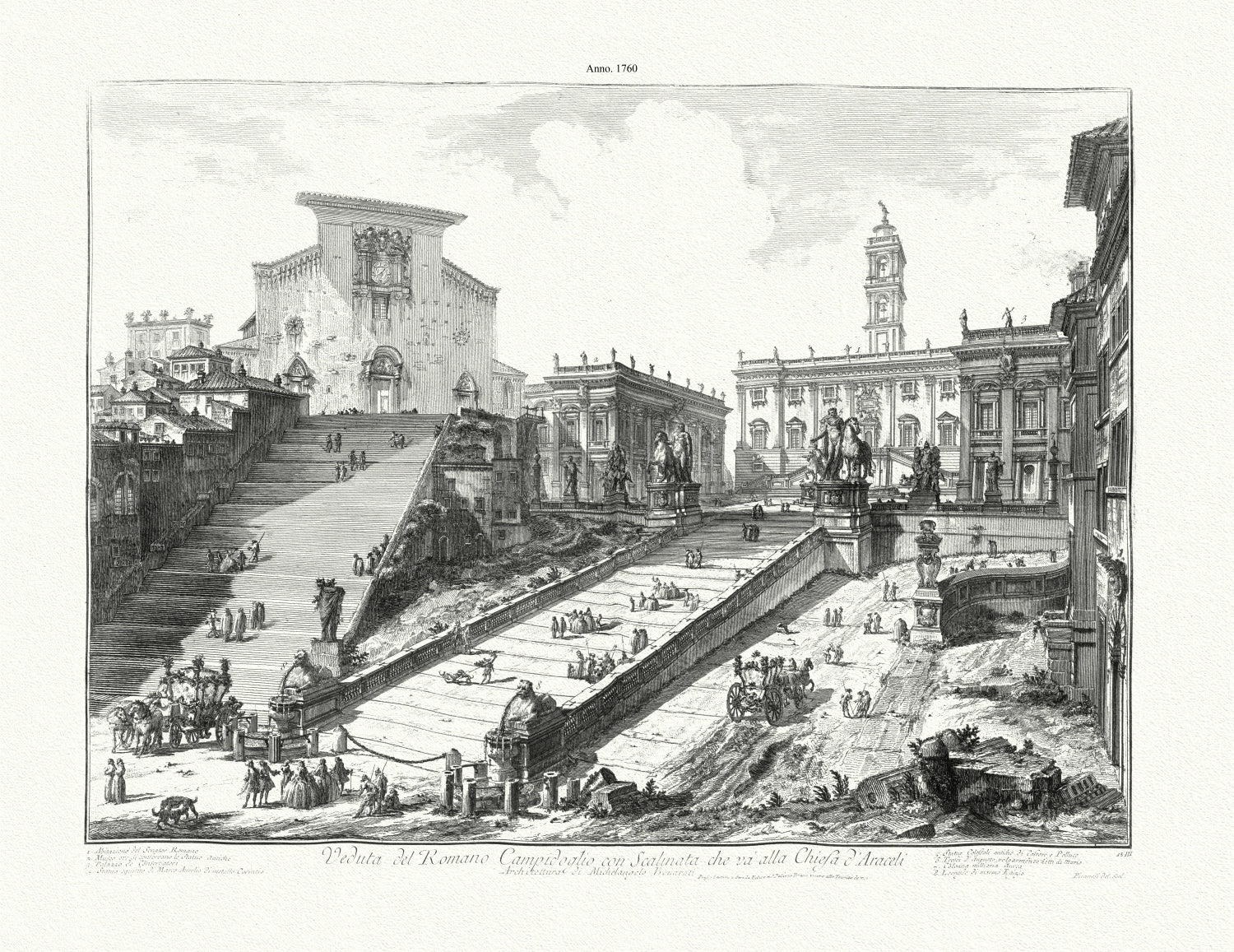 Roman Empire: Giovanni Battista Piranesi, View of the Capitoline Hill with the Steps leading to Santa Maria in Aracoeli, 1760 - The Map Chest