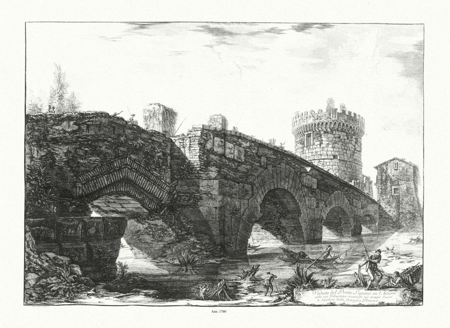 Roman Empire: Giovanni Battista Piranesi, View of the Ponte Lugano on the Anio, c. 1760 - The Map Chest