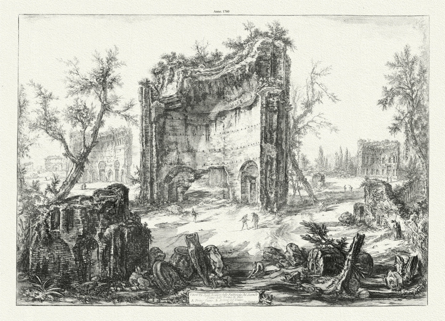 Roman Empire: Giovanni Battista Piranesi, View of the Remains of the Buildings on the Second Floor of the Baths of Titus, c. 1760 - The Map Chest