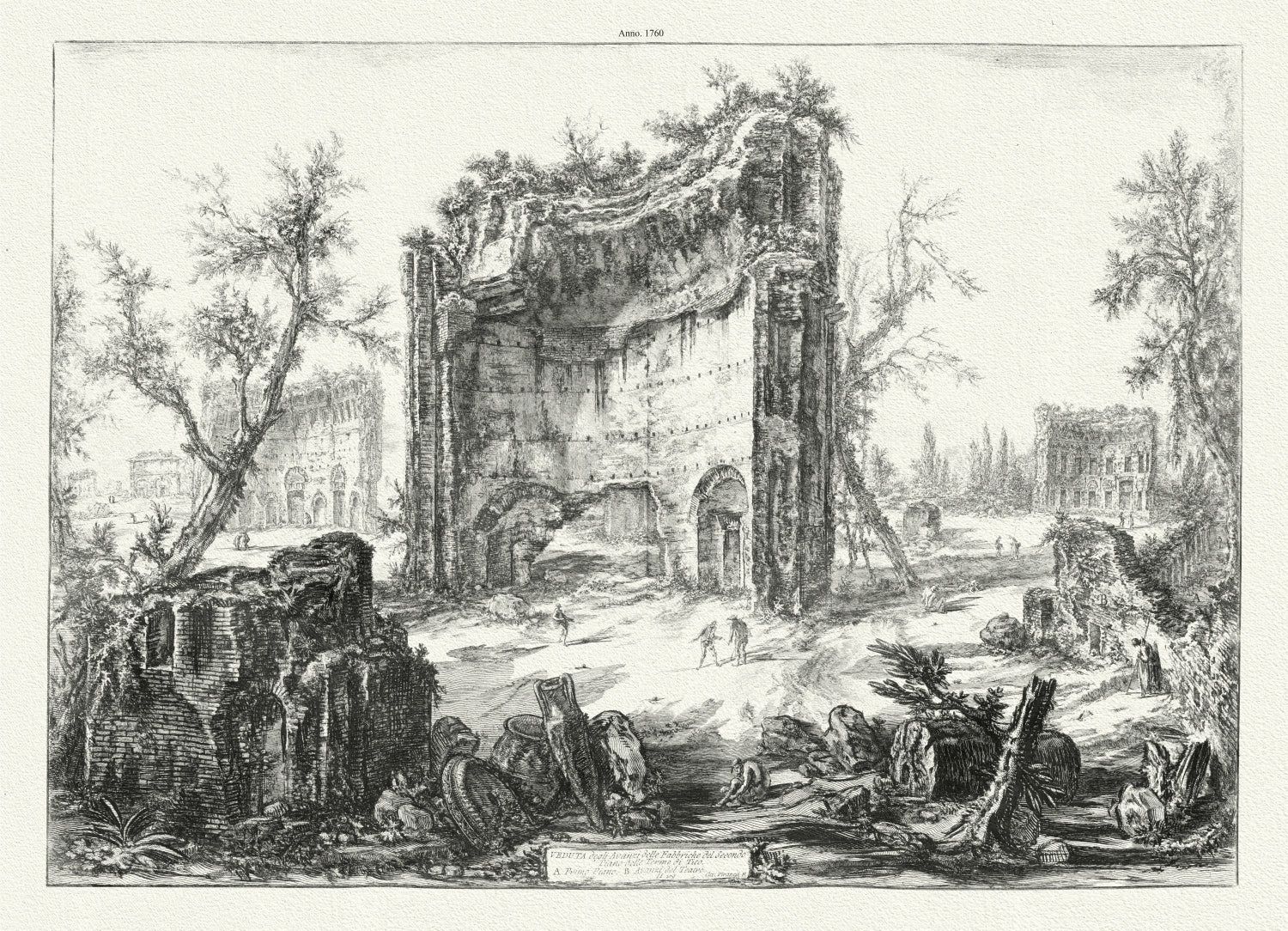 Roman Empire: Giovanni Battista Piranesi, View of the Remains of the Buildings on the Second Floor of the Baths of Titus, c. 1760 - The Map Chest