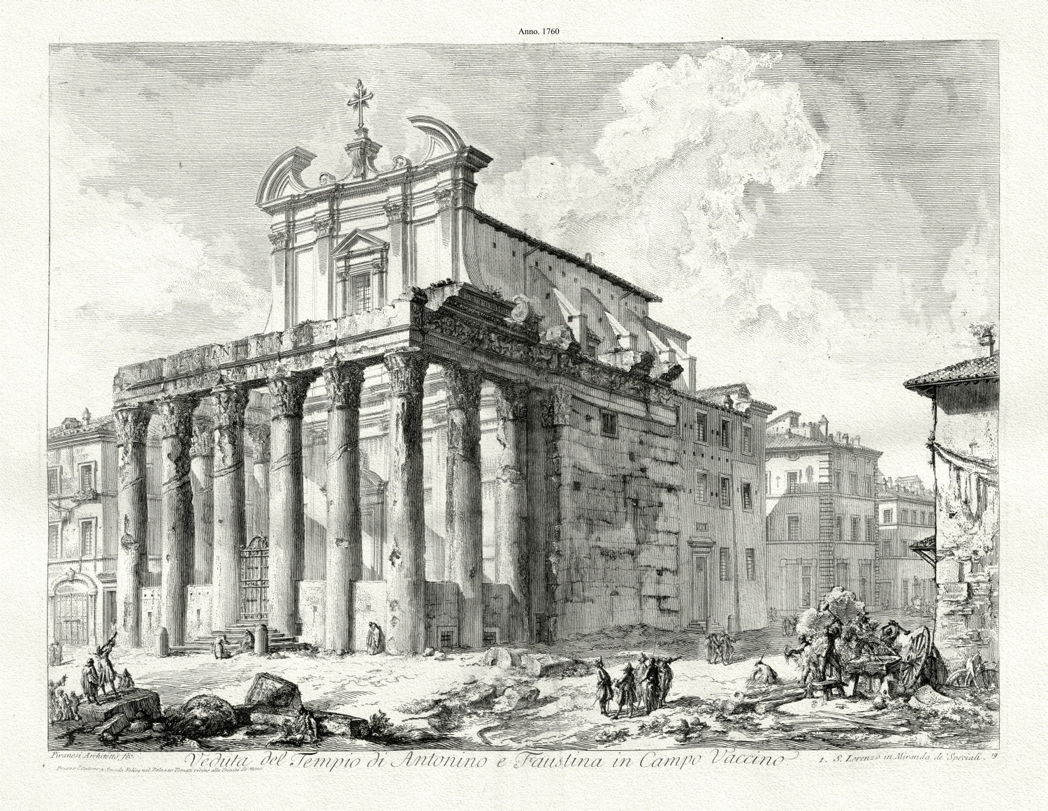 Roman Empire: Giovanni Battista Piranesi, View of the Temple of Antoninus and Faustina in the Roman Forum, c. 1760 - The Map Chest