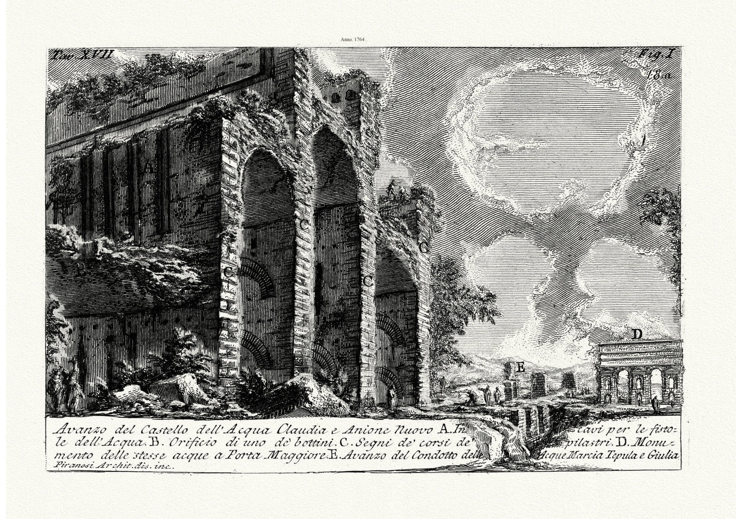 Roman Empire: Giovanni Battista Piranesi, Views of Rome, Avanzo Del Castello Dell' Acqua Claudia E Anione Nuovo, 1764 - The Map Chest