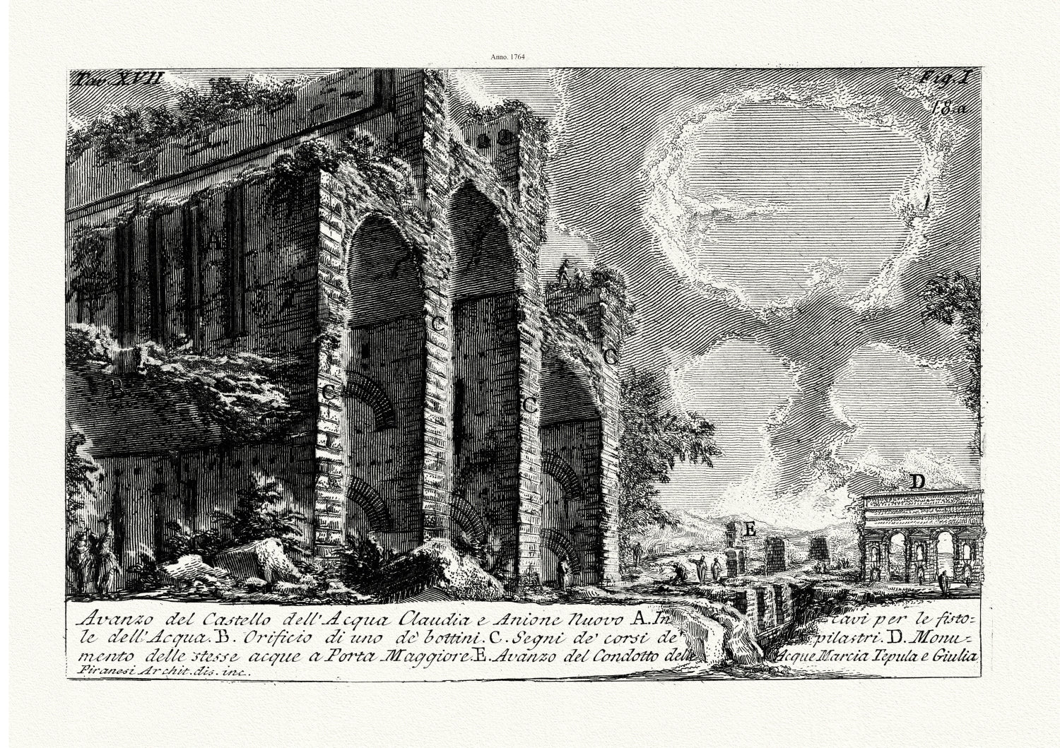 Roman Empire: Giovanni Battista Piranesi, Views of Rome, Avanzo Del Castello Dell' Acqua Claudia E Anione Nuovo, 1764 - The Map Chest