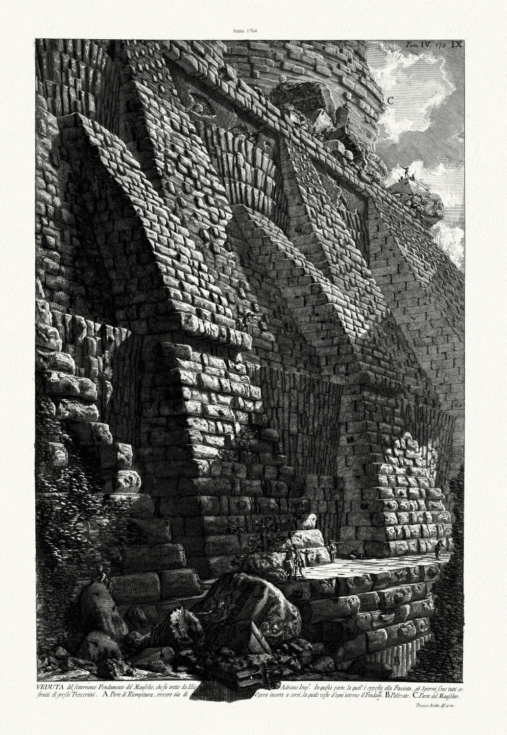 Roman Empire: Giovanni Battista Piranesi, Views of Rome, Mausoleum Of Hadrian, 1764 - The Map Chest