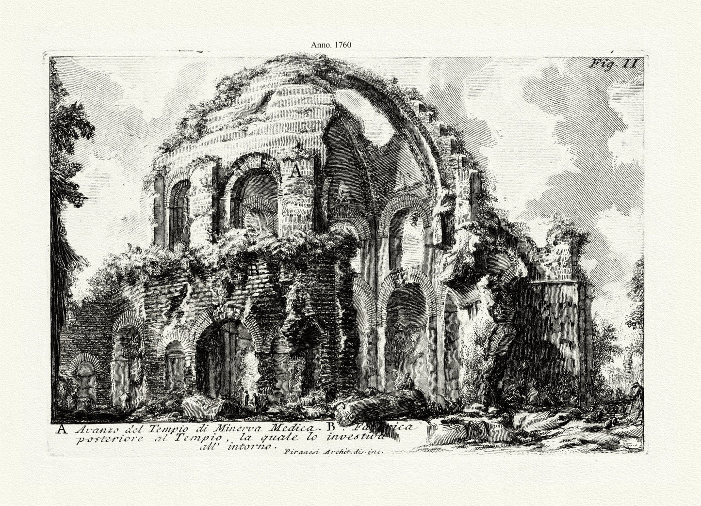 Roman Empire: Giovanni Battista Piranesi, Views of Rome, No. XI, Avanzo del Tempio di Minerva Medica, 1760 - The Map Chest