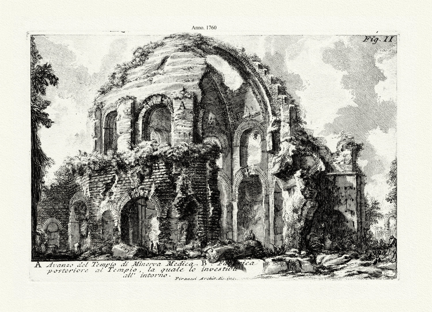 Roman Empire: Giovanni Battista Piranesi, Views of Rome, No. XI, Avanzo del Tempio di Minerva Medica, 1760 - The Map Chest