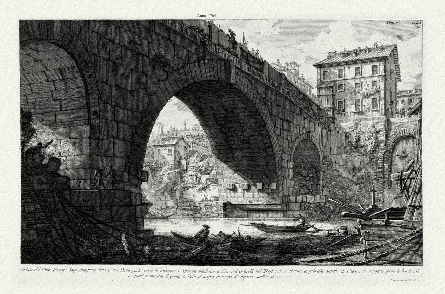 Roman Empire: Giovanni Battista Piranesi, Views of Rome, No. XXI, Ponte Ferrato, 1764 - The Map Chest