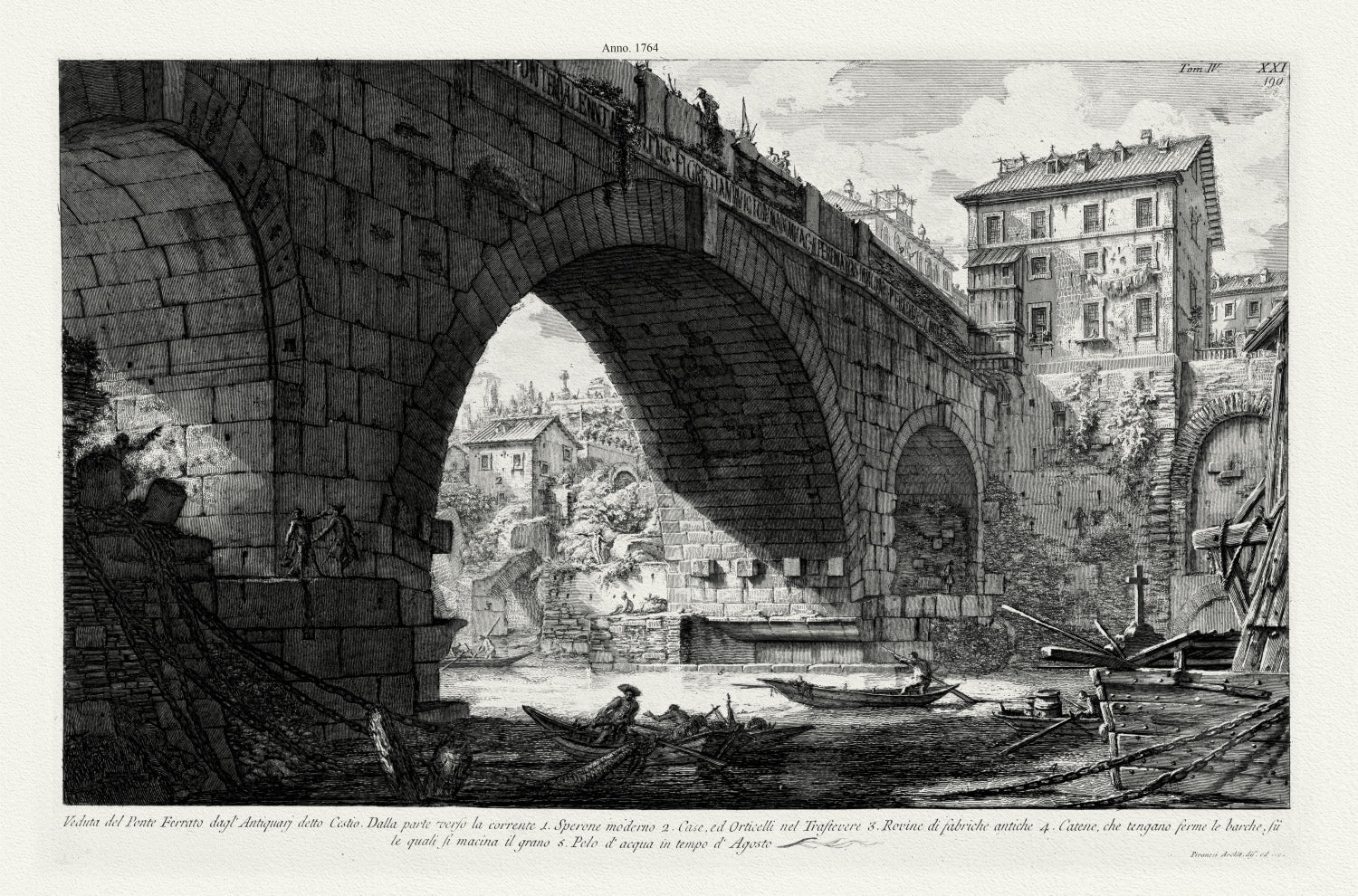 Roman Empire: Giovanni Battista Piranesi, Views of Rome, No. XXI, Ponte Ferrato, 1764 - The Map Chest