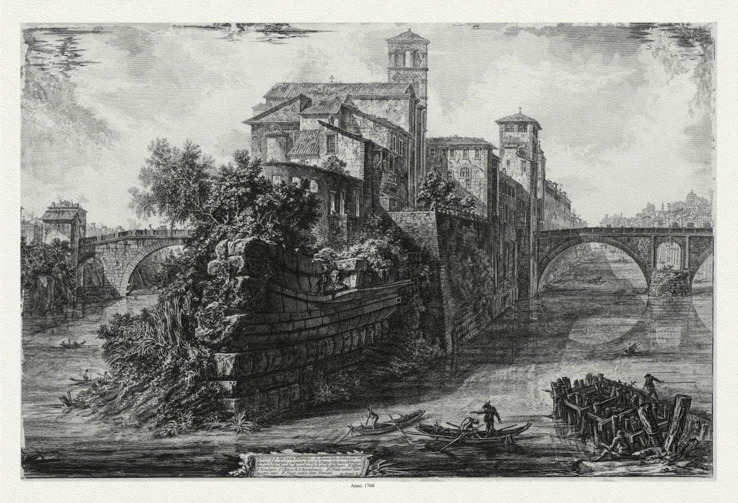 Roman Empire: Giovanni Battista Piranesi, Views of Rome, The The Isola Tiberina, 1760 - The Map Chest
