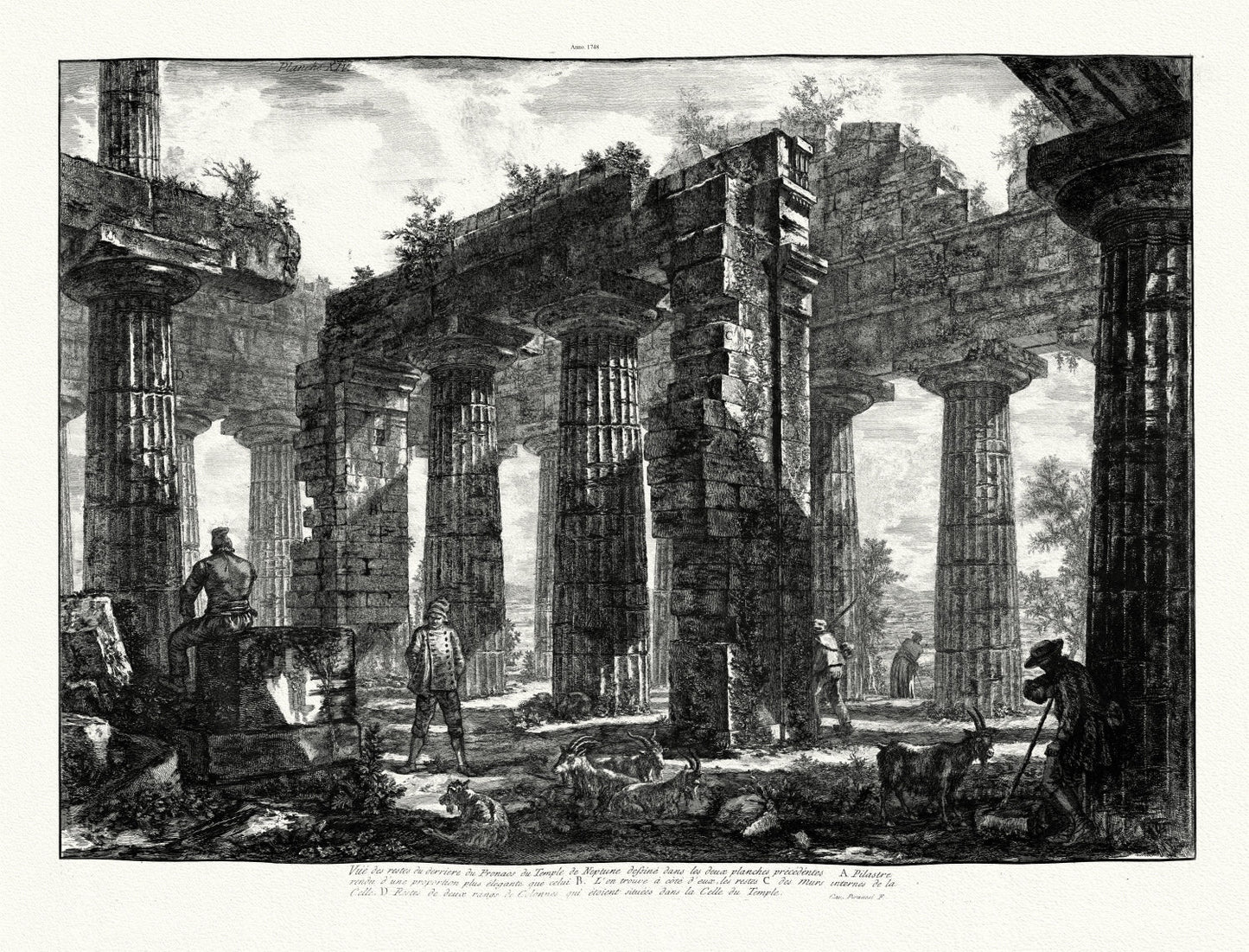 Roman Empire: Giovanni Battista Piranesi, Views of Rome, Vue des restes du derriere du Pronaos du Temple de Neptune etc.,1748 - The Map Chest