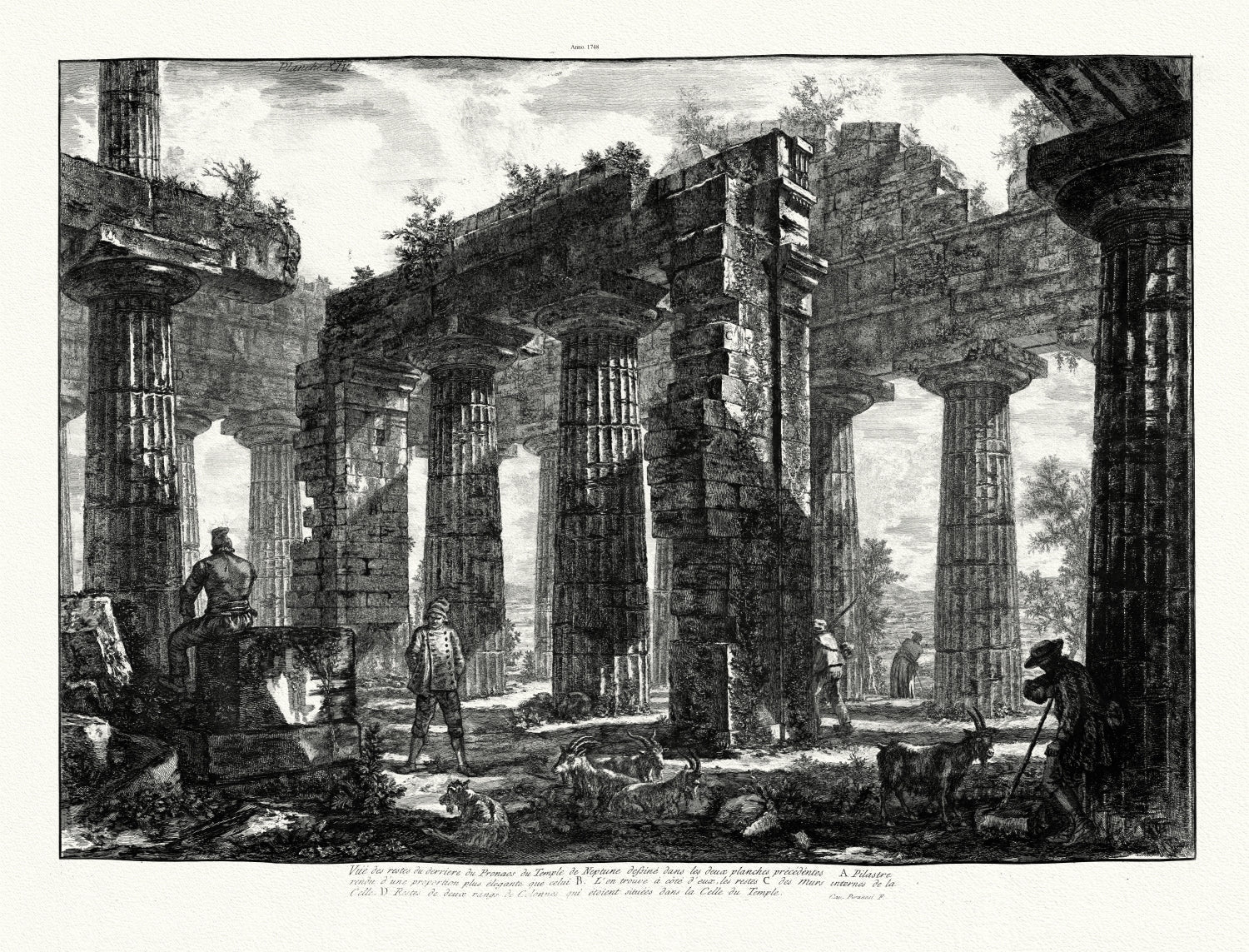 Roman Empire: Giovanni Battista Piranesi, Views of Rome, Vue des restes du derriere du Pronaos du Temple de Neptune etc.,1748 - The Map Chest