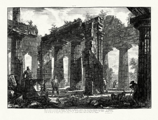 Roman Empire: Giovanni Battista Piranesi, Views of Rome, Vue des restes du derriere du Pronaos du Temple de Neptune etc.,1748 - The Map Chest