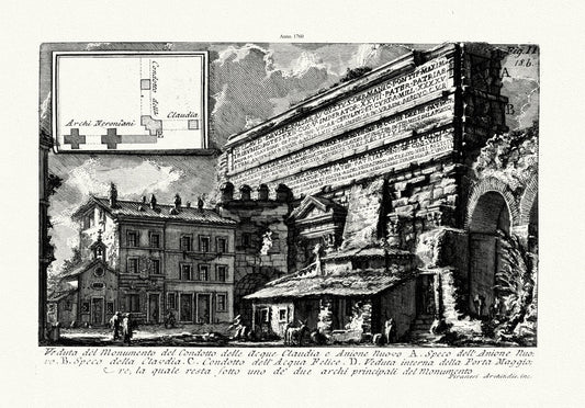 Roman Empire: Giovanni Battista Piranesi, Views of Rome,Veduta del Monumento del Condotto delle Aque Claudia etc.,1760 - The Map Chest