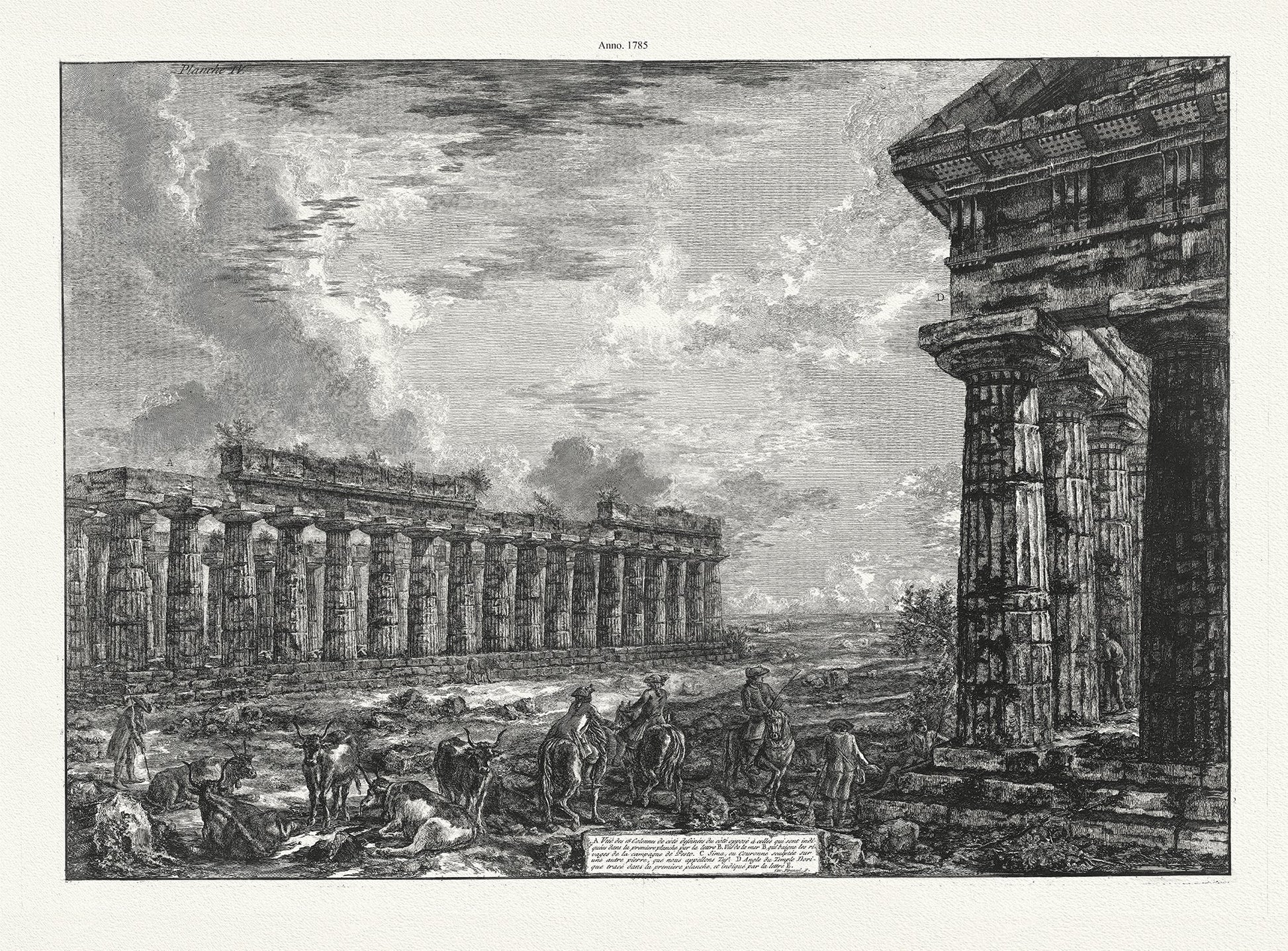 Roman Empire: Giovanni Battista Piranesi, Vue des 18 Colonnes de cote...et de Campagne de Pesto, 1785 - The Map Chest