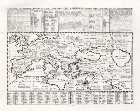 Roman Empire: Henri Chatelain, Tome I. No. 10. Carte Historique, Cronologique, Et Geographique De L'Empire Romain, 1718 - The Map Chest