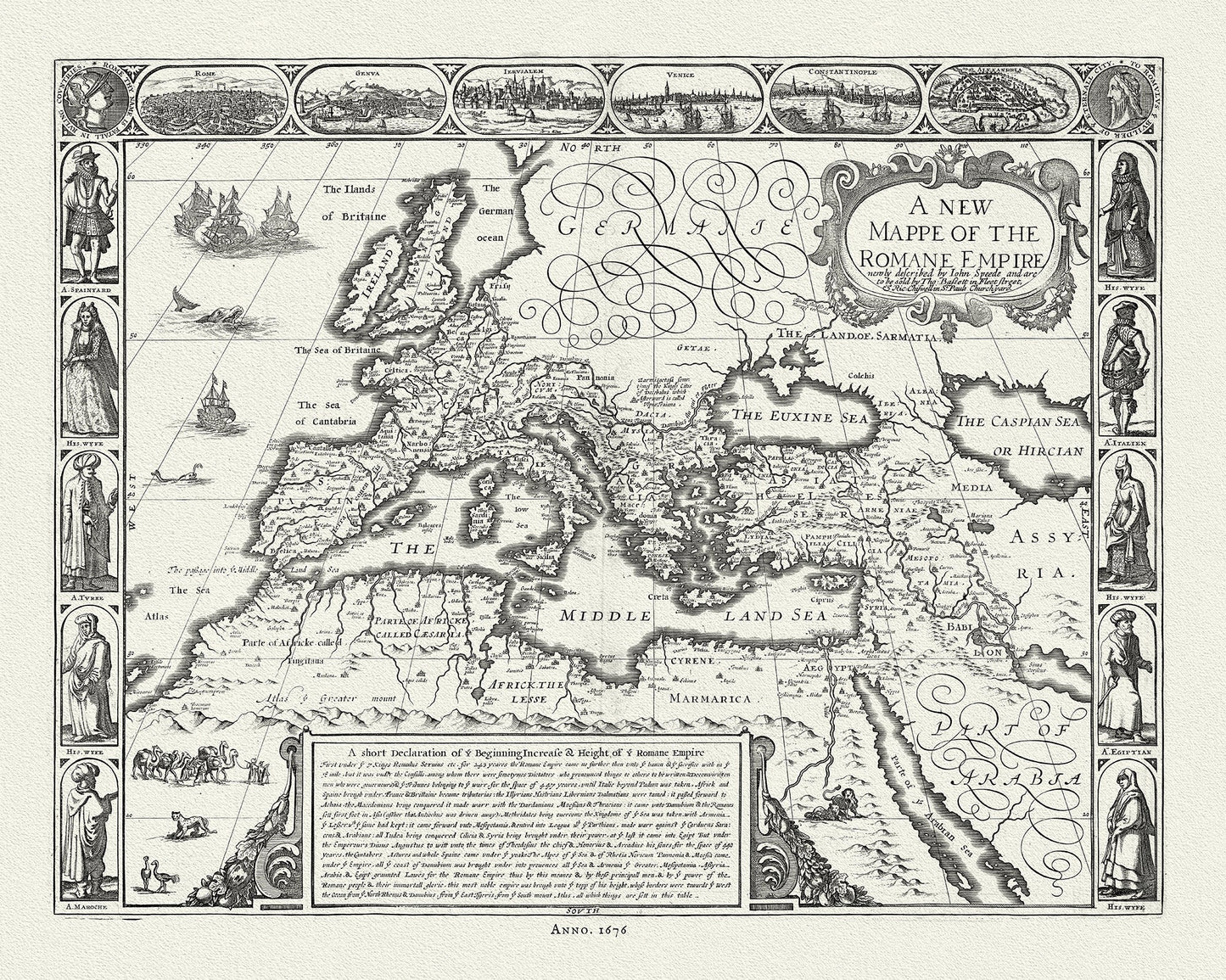 Roman Empire: New Mappe of the Romane Empire, 1676, Speed auth. - The Map Chest