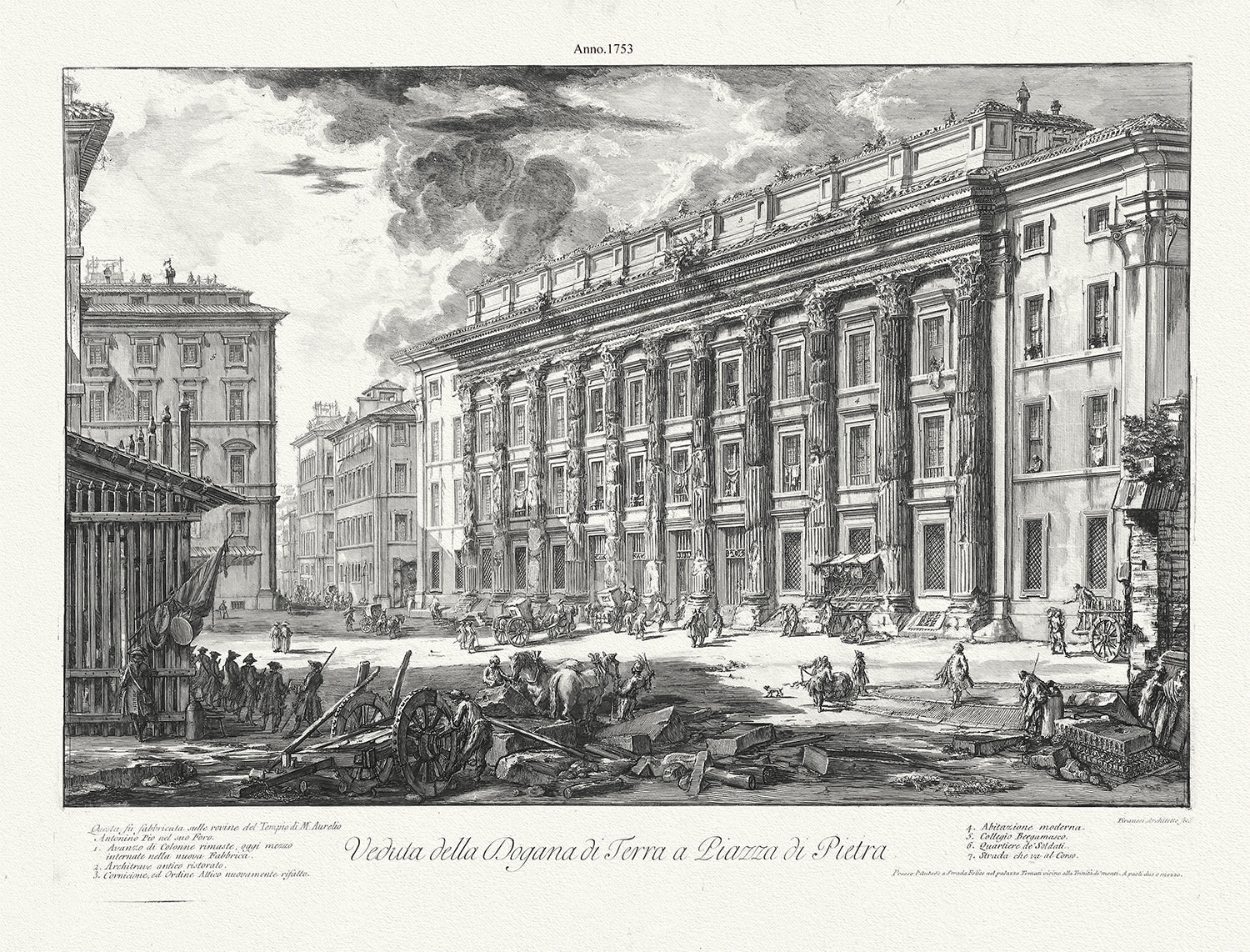 Roman Empire: Piranesi, Veduta della Dogana di Terra a Piazzadi Pietra, 1762 - The Map Chest