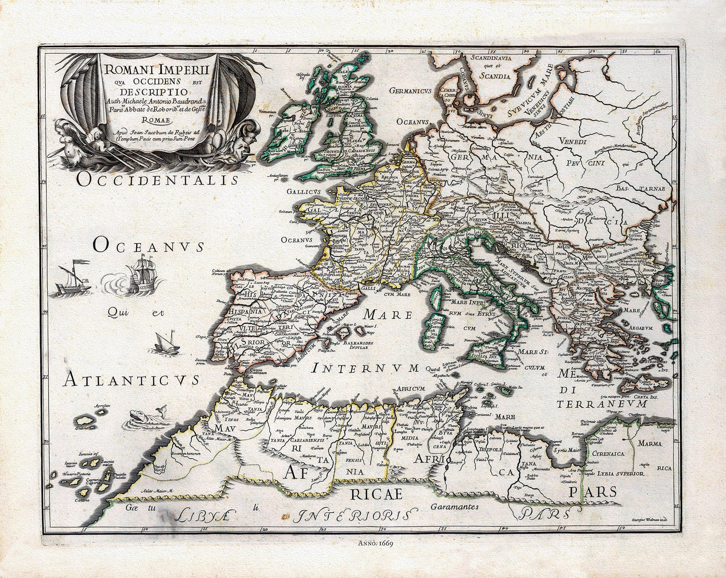 Roman Empire: Romani Imperii Qua Occidens est Descriptio, 1669. Rossi et al. auth. - The Map Chest