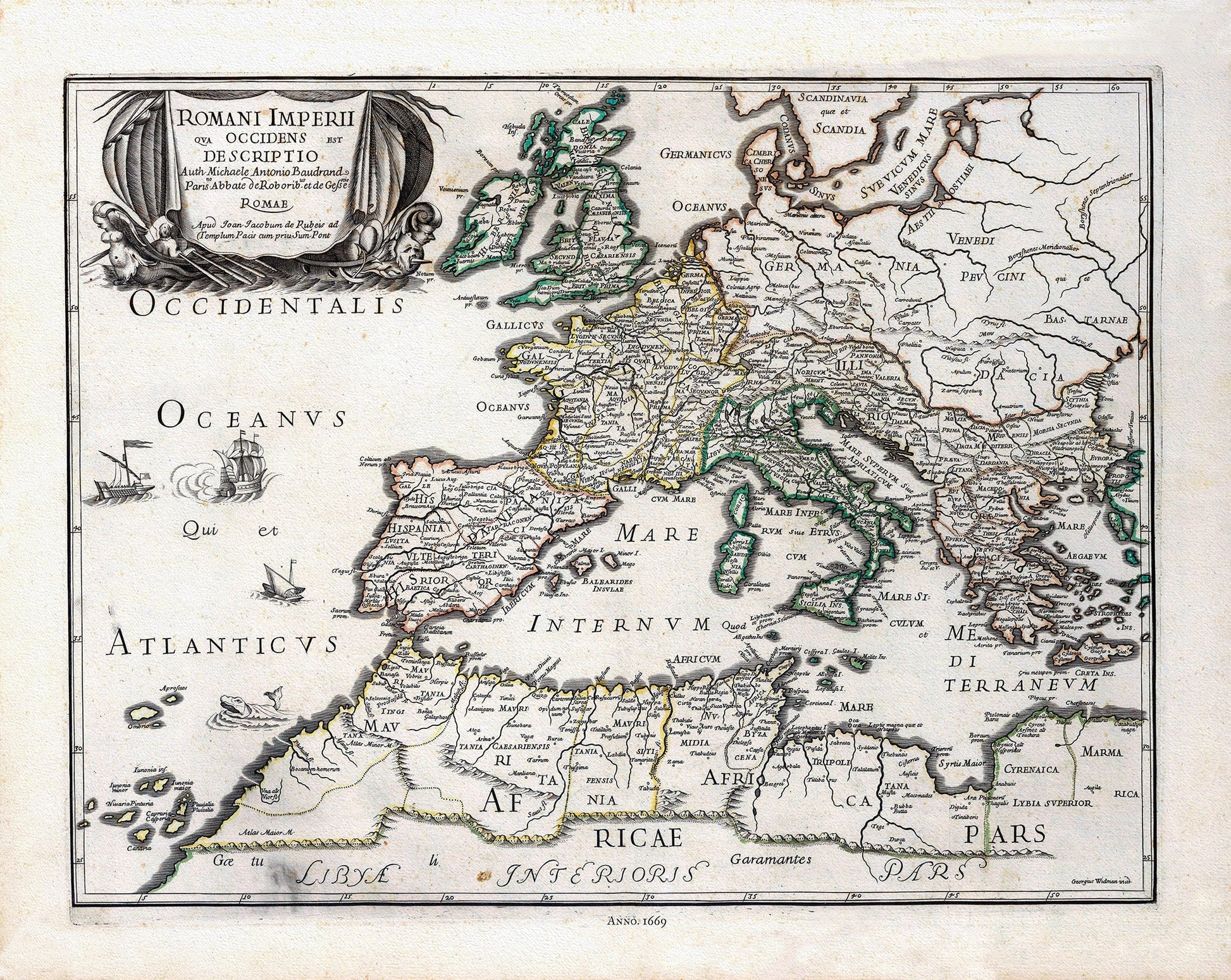 Roman Empire: Romani Imperii Qua Occidens est Descriptio, 1669. Rossi et al. auth. - The Map Chest