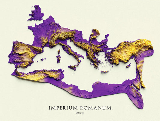 Roman Empire: The Roman Empire, A Modern Map, Shaded Relief - The Map Chest
