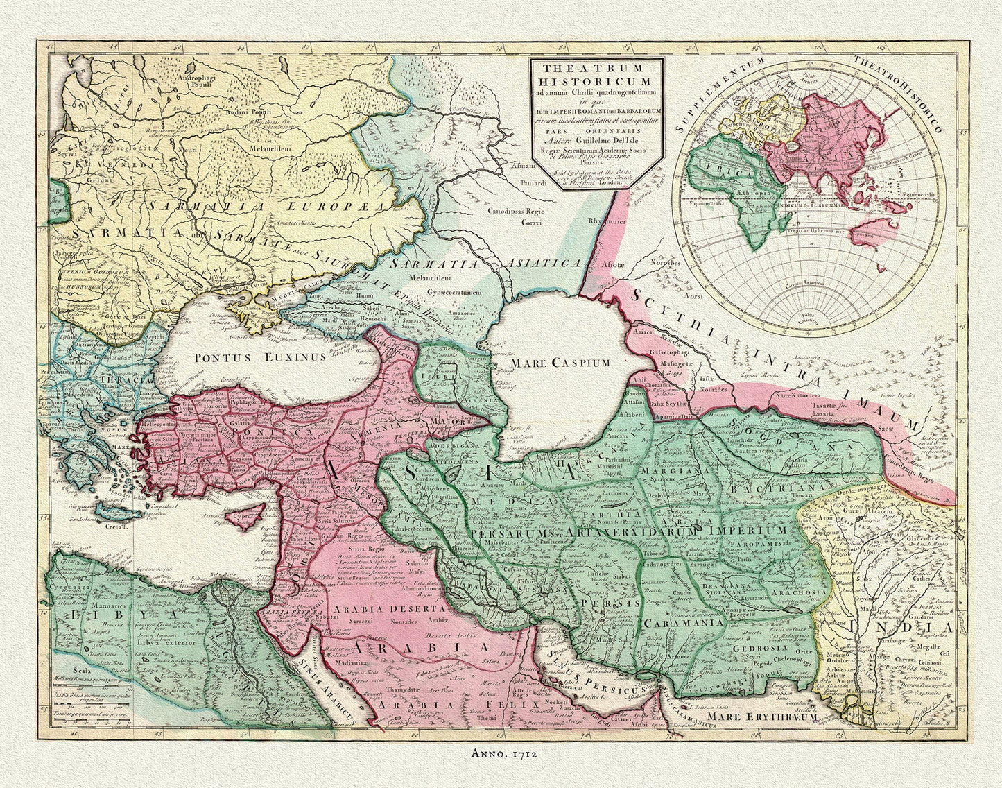 Roman Empire: Theatrum historicum ad annum Christi quadringentesimum in quo tum Imperii Romani tum Barbarorum circum incolentium status ob oculosponitur pars orientalis,1712, Delisle,Senex Auths. - The Map Chest