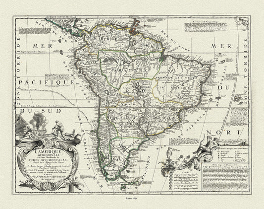 South America: L'Amerique Meridionale, ou la Partie Meridionale des Indes Occidentales, 1689, Nolin et al. auths. - The Map Chest