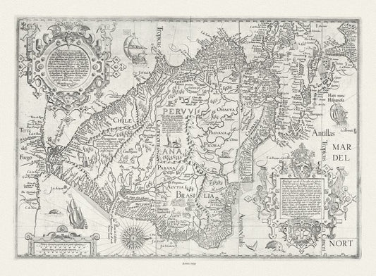 SOUTH AMERICA: Linschoten, South America and West Indies., Delineatio Omnium Orarum Totius Australis partis Americae, 1595 - The Map Chest