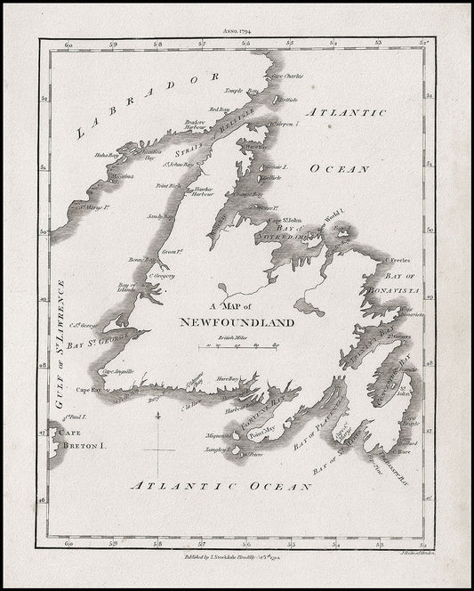 Stockdale, A Map of Newfoundland, 1794 - The Map Chest