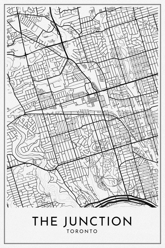 The Junction, A Modern Map Ver. II, on durable cotton canvas, 50 x 70 cm or 20x25" approx. - The Map Chest