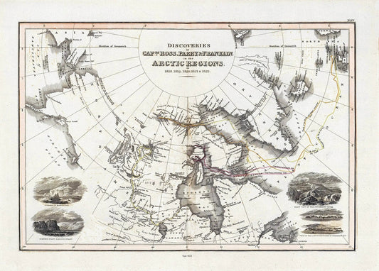 Thomson et Wyld, Discoveries Capts. Ross, Parry & Franklin in the Arctic Regions, 1824, map on heavy cotton canvas, 22x27" approx. - The Map Chest