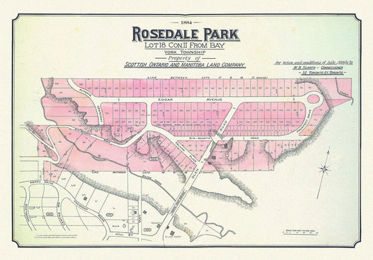 Toronto Uptown, Rosedale, 1884 , map on heavy cotton canvas, 20 x 30" approx. - The Map Chest
