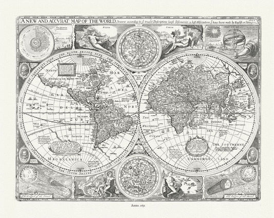 World: A New and Accurat Map of the World, 1651, Speed authore - The Map Chest