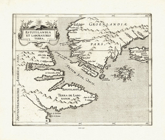 Wytfliet et Magini, Estotilandia et Laboratoris terra, 1597 ver. II - The Map Chest
