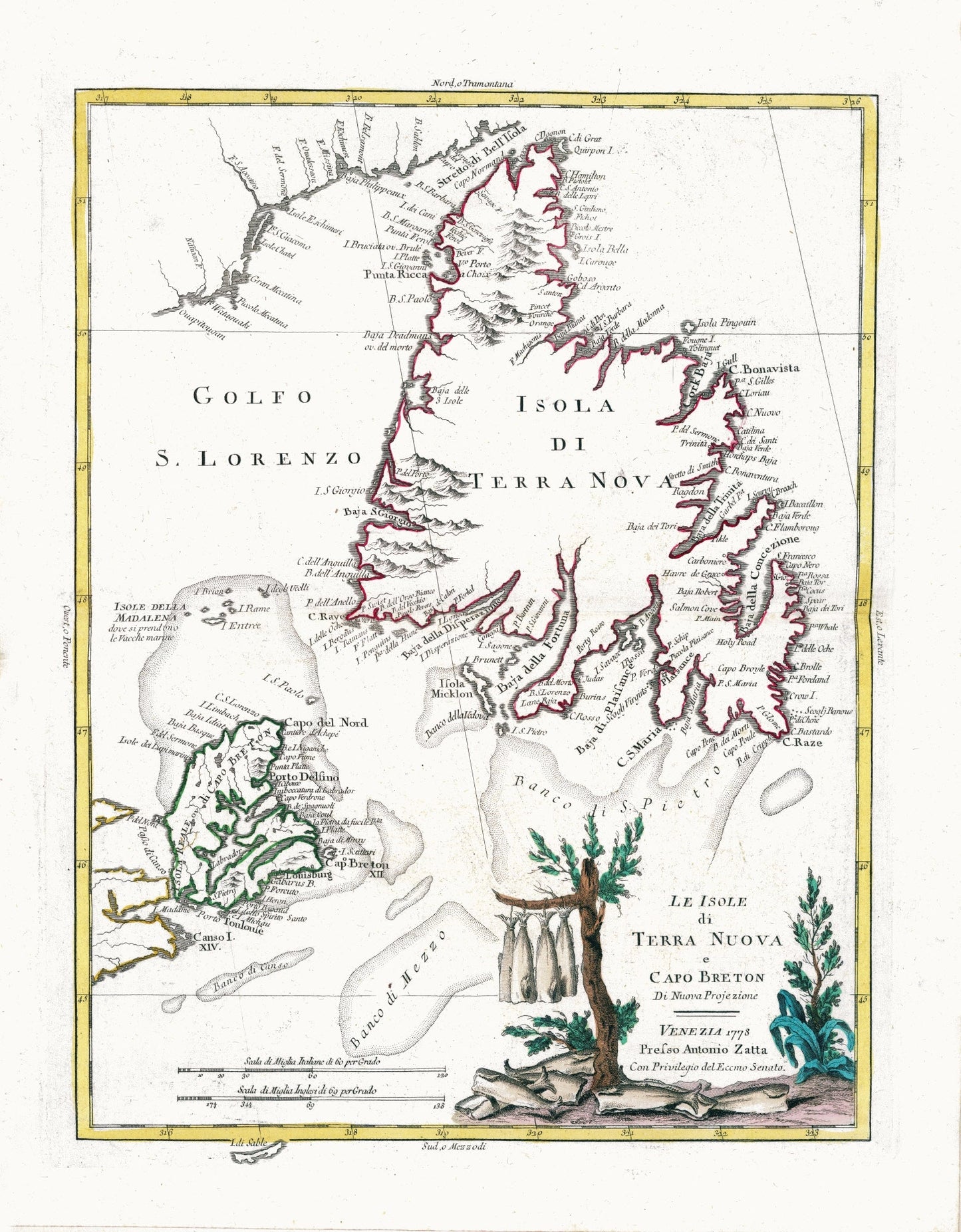 Zatta, Zuiliani, Novelli et Pitteri, Le isole di Terra Nuova e Capo Breton, 1778 - The Map Chest