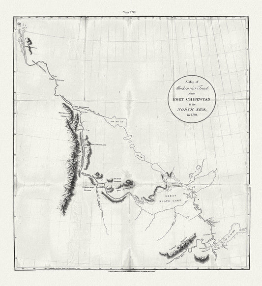 A map of Mackenzie's track from Fort Chipewyan to the north sea in 1789, canvas, 50 x 70 cm or 20x25" approx. - Image #1