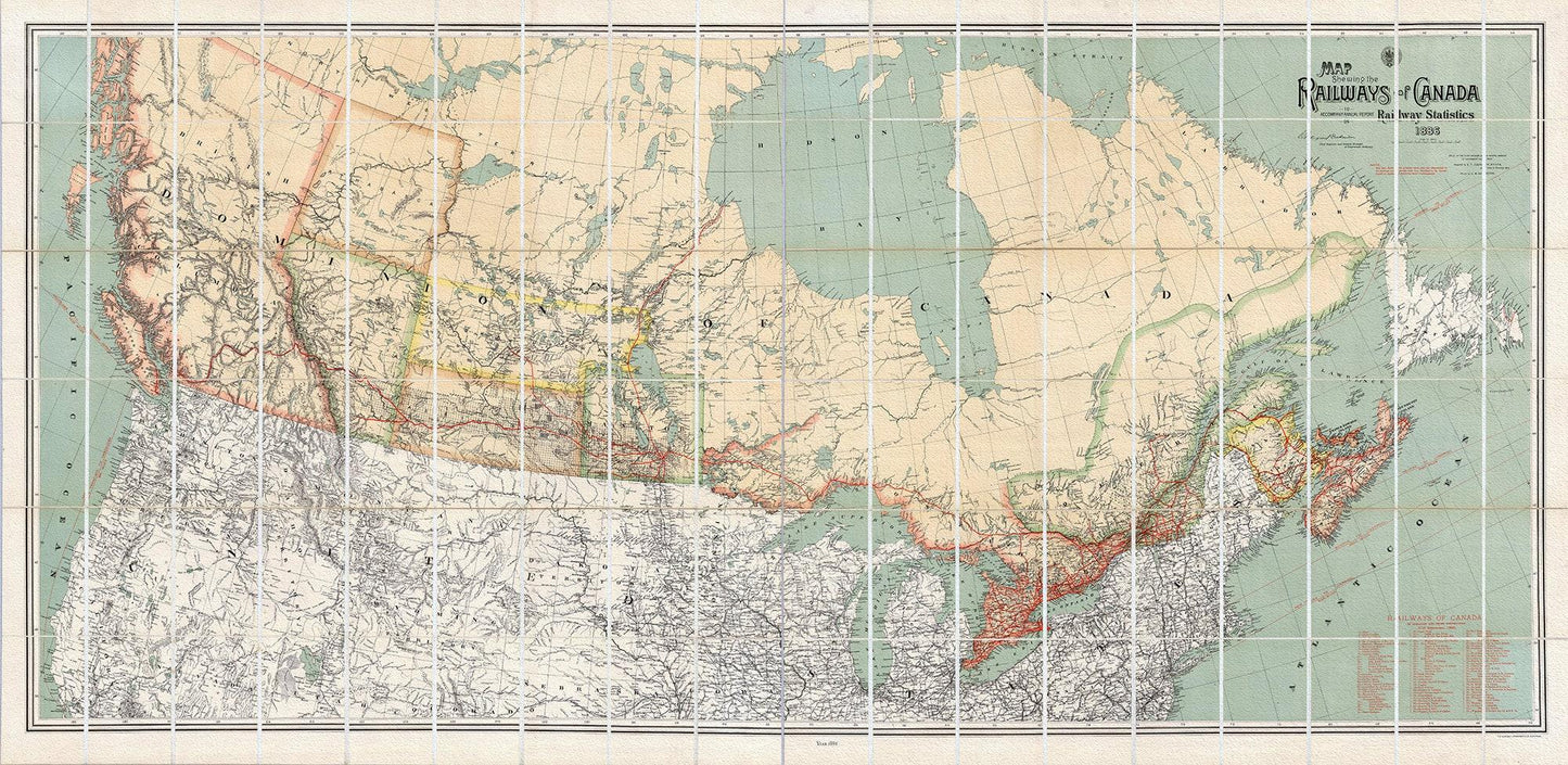 A Map Shewing the Railways of Canada, 1886, map on heavy cotton canvas, 50 x 70cm, 20 x 25" approx. - Image #1