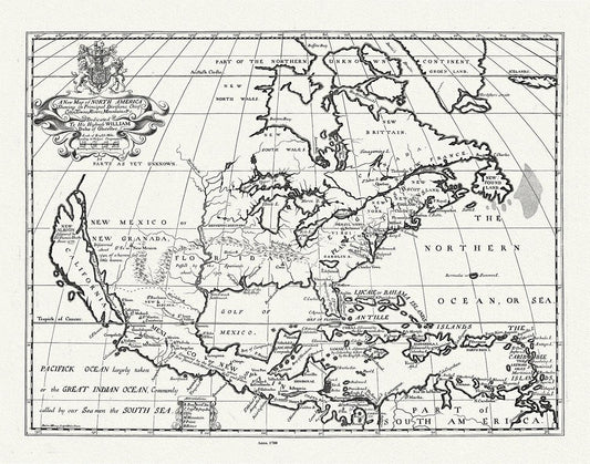 A New Map of North America, Wells auth., 1700, map on durable cotton canvas, 50 x 70 cm, 20 x 25" approx. - Image #1