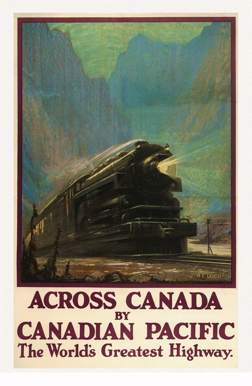 Across Canada, with Canadian Pacific, 1930 , travel poster on heavy cotton canvas, 45 x 65 cm, 18 x 24" approx. - The Map Chest