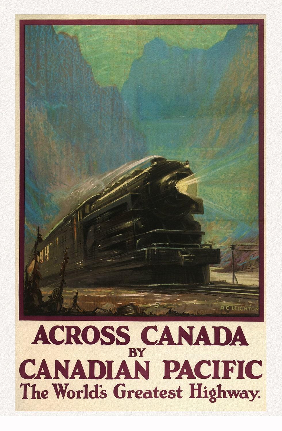 Across Canada, with Canadian Pacific, 1930 , travel poster on heavy cotton canvas, 45 x 65 cm, 18 x 24" approx. - The Map Chest
