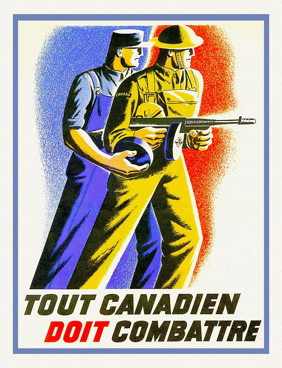 All Canadians Must Fight, 1941, war poster on durable cotton canvas, 50 x 70 cm, 20 x 25" approx. - The Map Chest