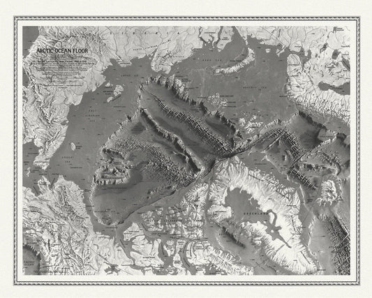 Arctic Ocean Floor, National Geographic, 1971 , map on heavy cotton canvas, 50 x 70cm, 20 x 25" approx. - The Map Chest