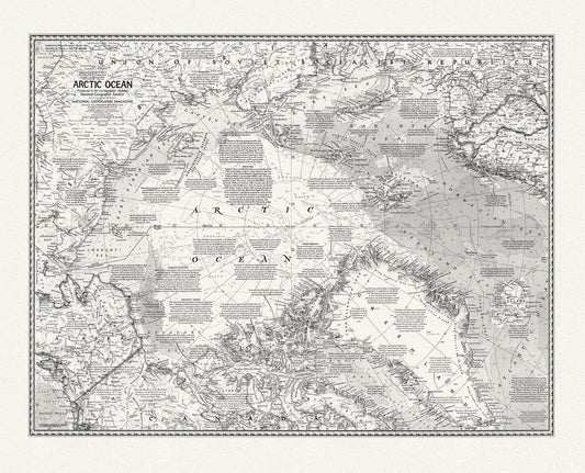 Arctic Ocean, National Geographic, 1971, map on heavy cotton canvas, 50 x 70 cm, 20 x 25" approx. - The Map Chest