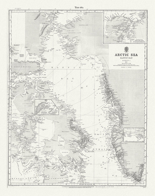 Arctic Sea. Baffin Bay, sheet 1 to 1853, with corrections to 1881, map on durable cotton canvas, 50 x 70 cm, 20 x 25" approx. - The Map Chest