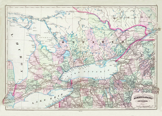 Asher & Adams, Ontario, 1872 , map on heavy cotton canvas, 22x27" approx. - The Map Chest