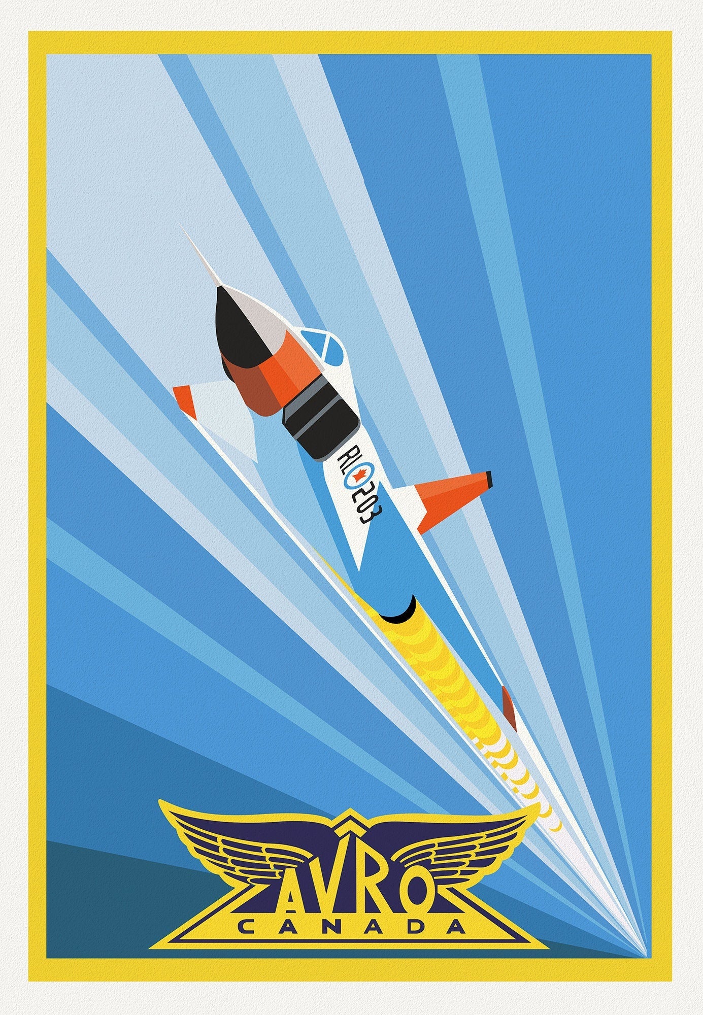 Avro Arrow Canada, Aviation Poster, on heavy cotton canvas, 20 x 27" approx. - The Map Chest