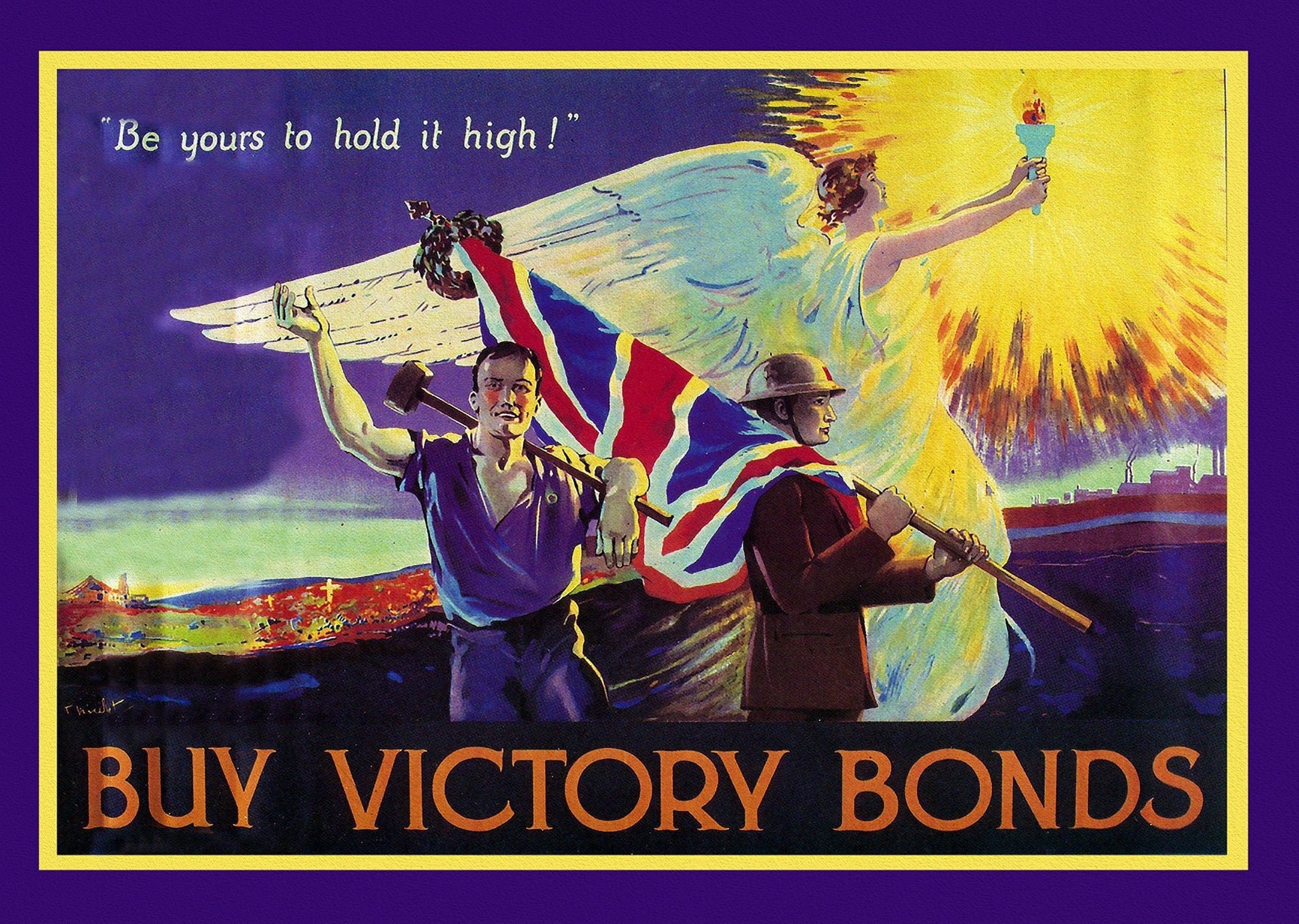 Buy Victory Bonds!, Canada WW I Poster, on heavy cotton canvas, 22x27in. approx. - The Map Chest