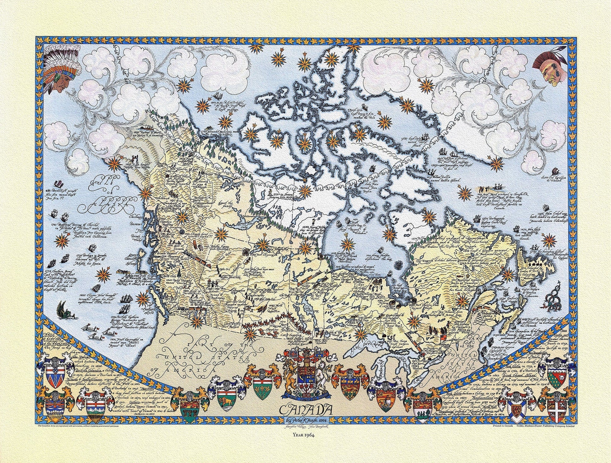 Canada, 1964, on heavy cotton canvas, 22x27" approx. - The Map Chest