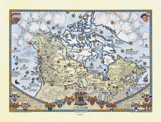 Canada, 1964, on heavy cotton canvas, 22x27" approx. - The Map Chest