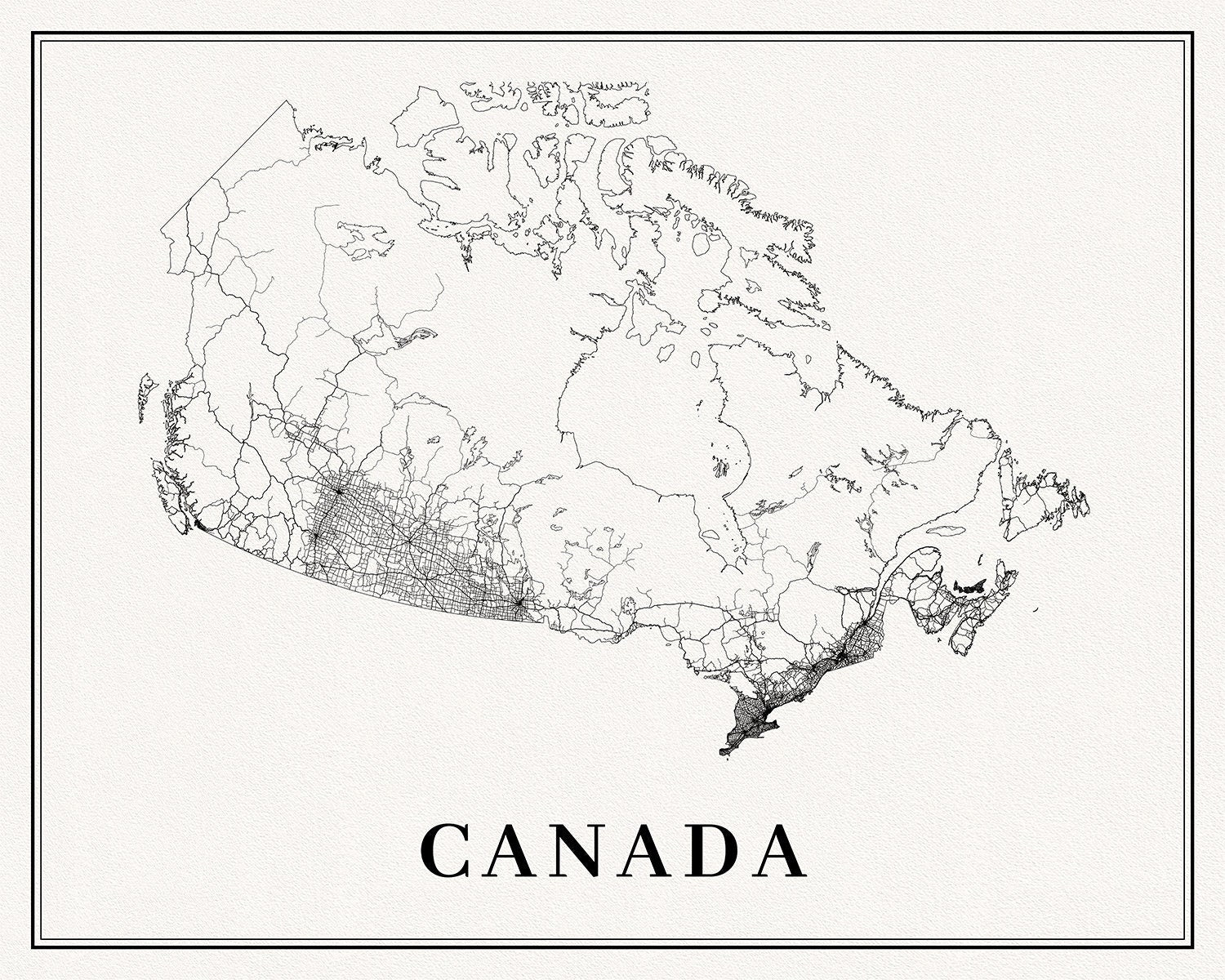 Canada, A Modern Map, map on heavy cotton canvas, 50 x 70 cm, 20 x 25" approx. - The Map Chest